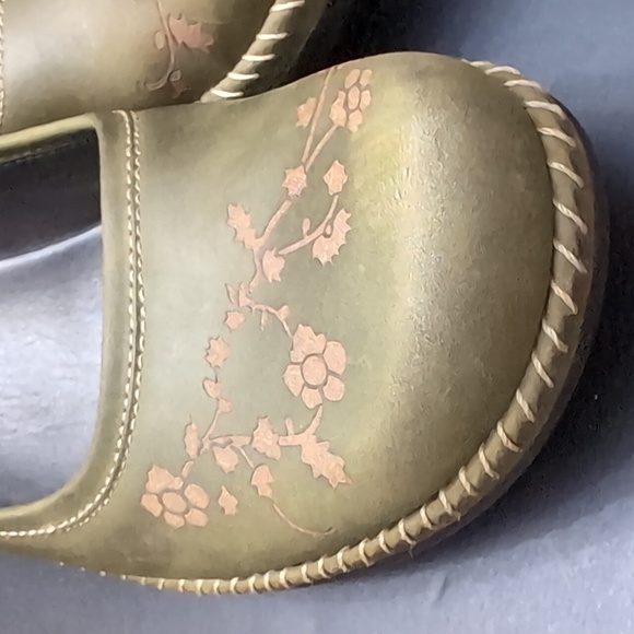 Ecco Green Leather Mary Jane Sussex Clog Woman's Shoes,Size 36. - Picture 6 of 15